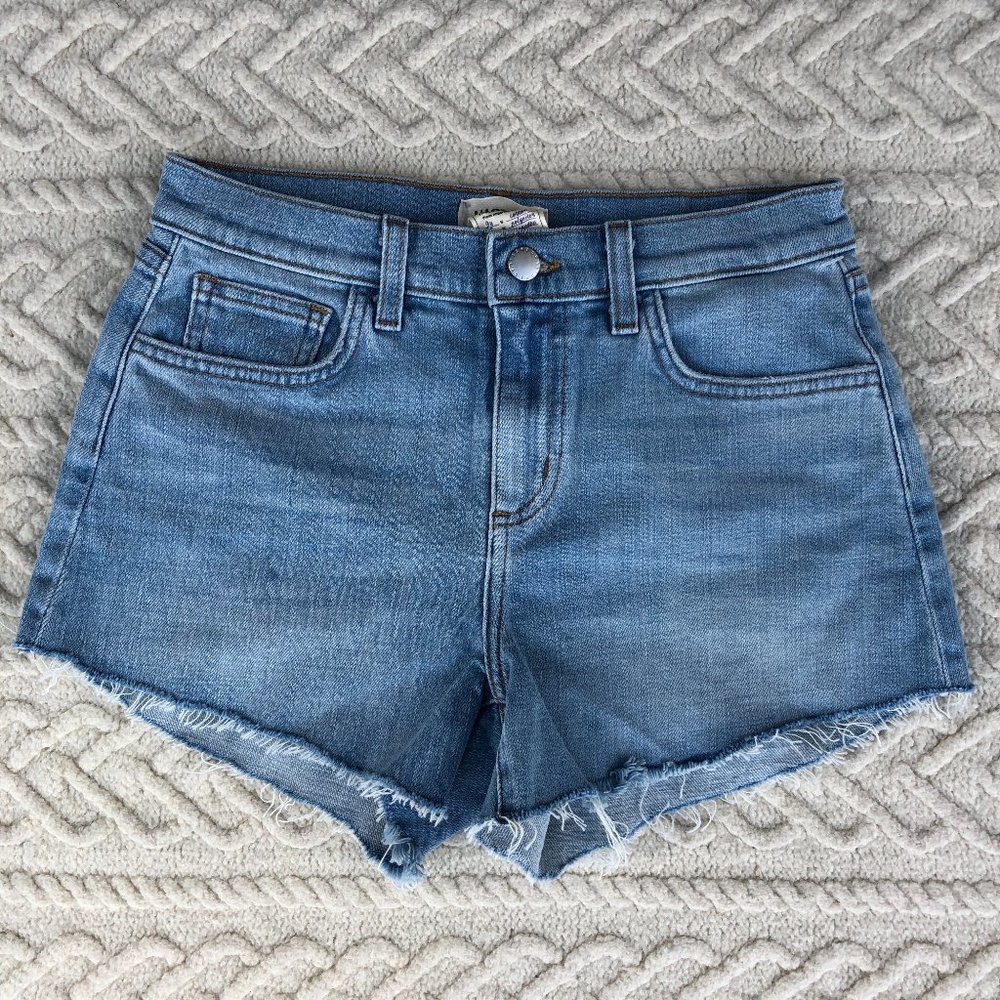 L'Agence Zoe Cutoff Denim Shorts Size 25 Caspian Fray Hem NWOT Sample Piece